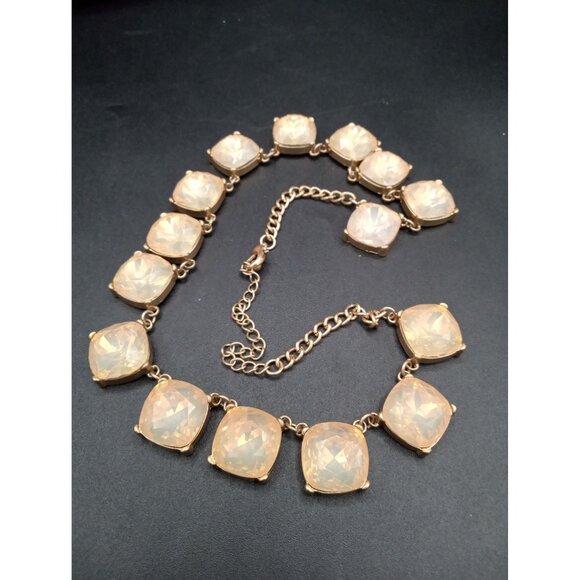 Necklace Statement Faceted Opalescent Faux Stones .75" Vintage Adjusts 15-20" - Picture 15 of 16